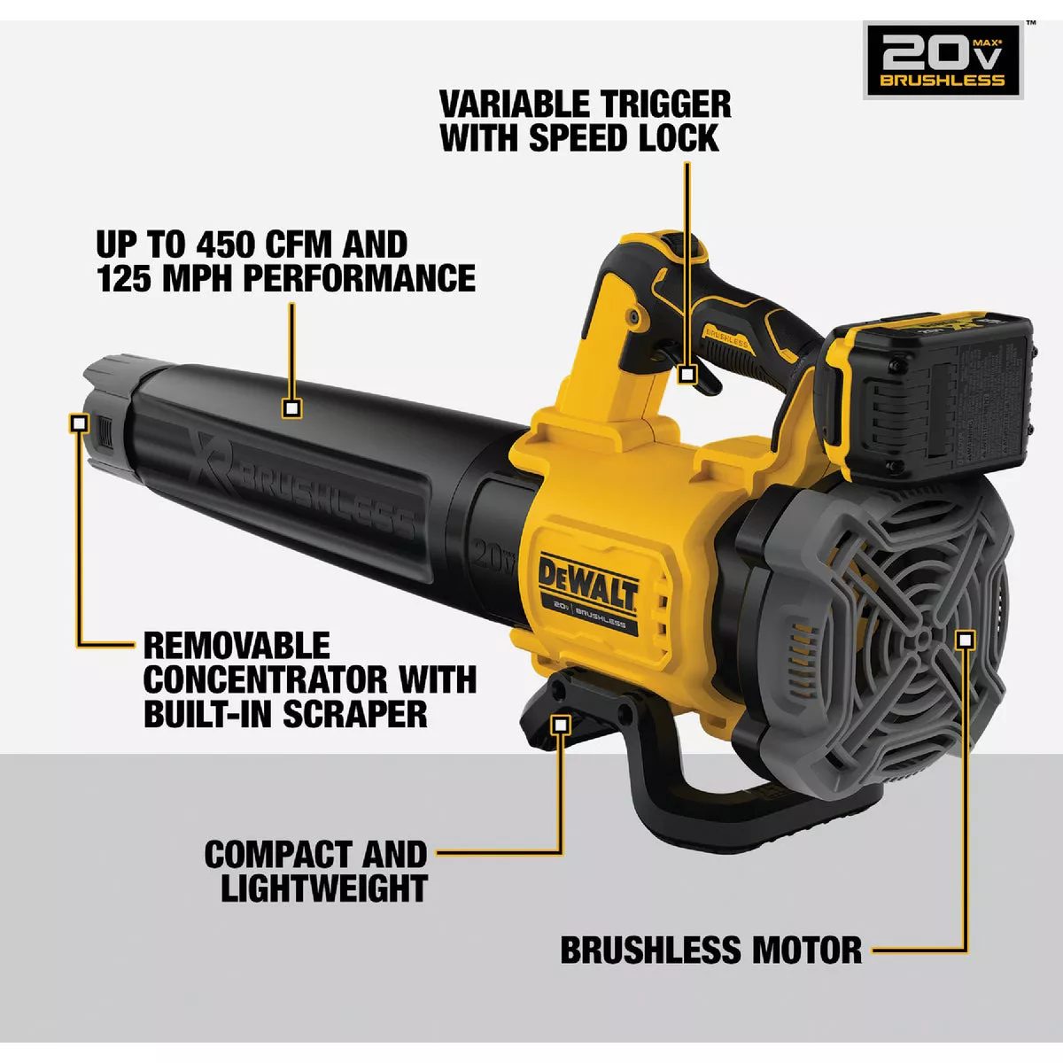 DEWALT 20V MAX XR Brushless Cordless Blower Kit with 5.0 Ah Battery & Charger - photo 5