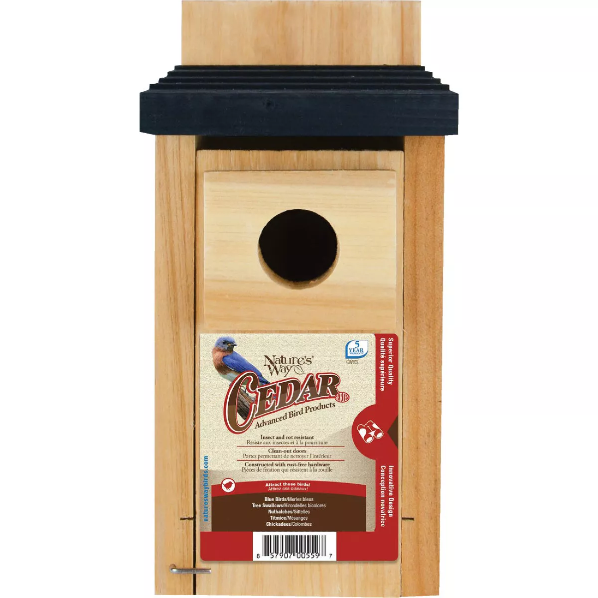 Nature's Way 5.19 In.x 12 In. x 7.88 In. Natural Cedar Bluebird Box House - photo 2