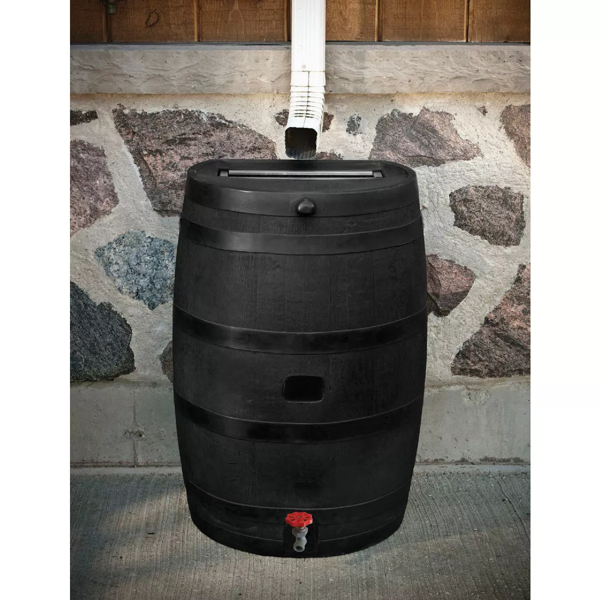 RTS Home Accents ECO 50 Gal. Black Recycled Polyethylene Rain Barrel - photo 2