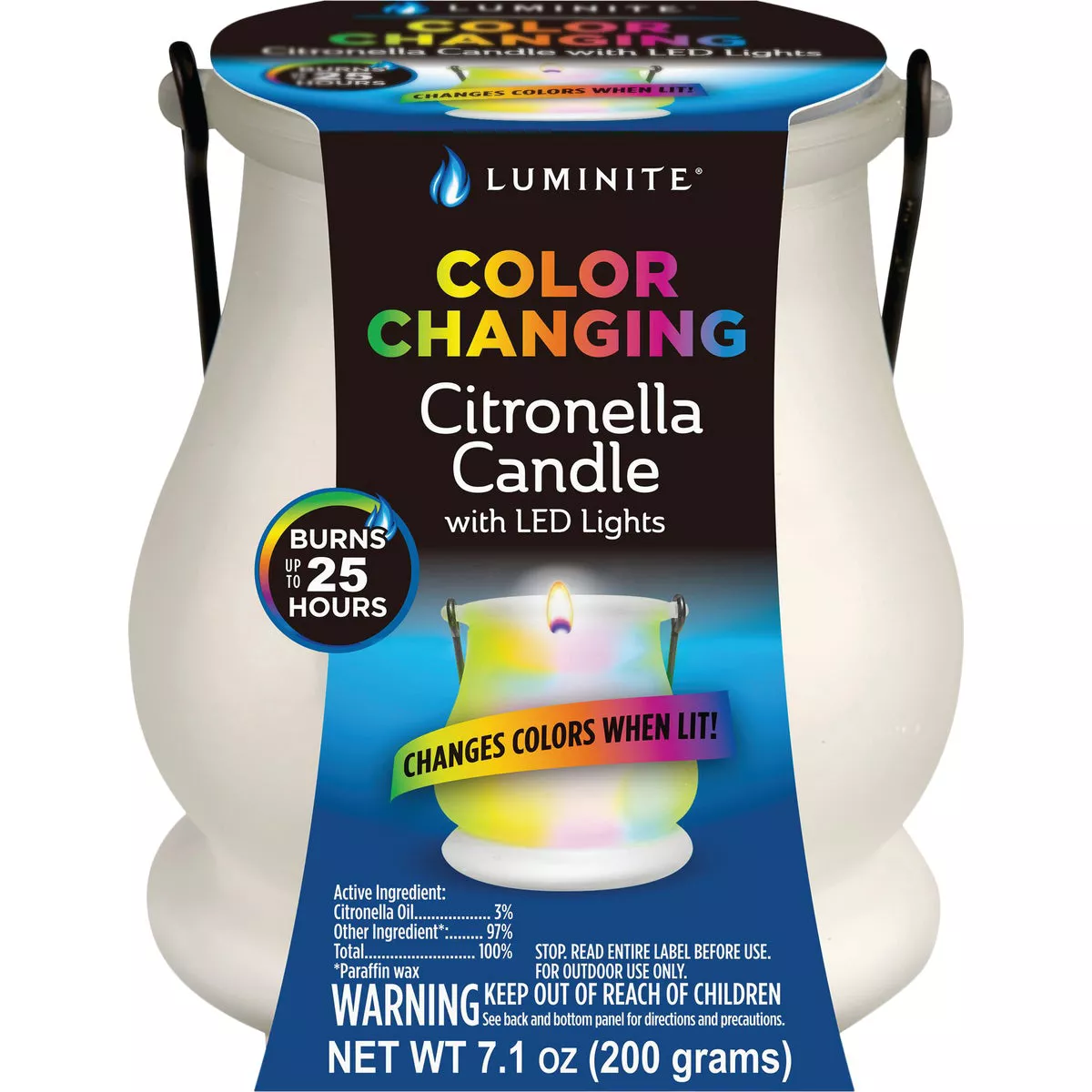 Luminite 7.1 Oz. 1-Wick Color Changing Citronella Candle