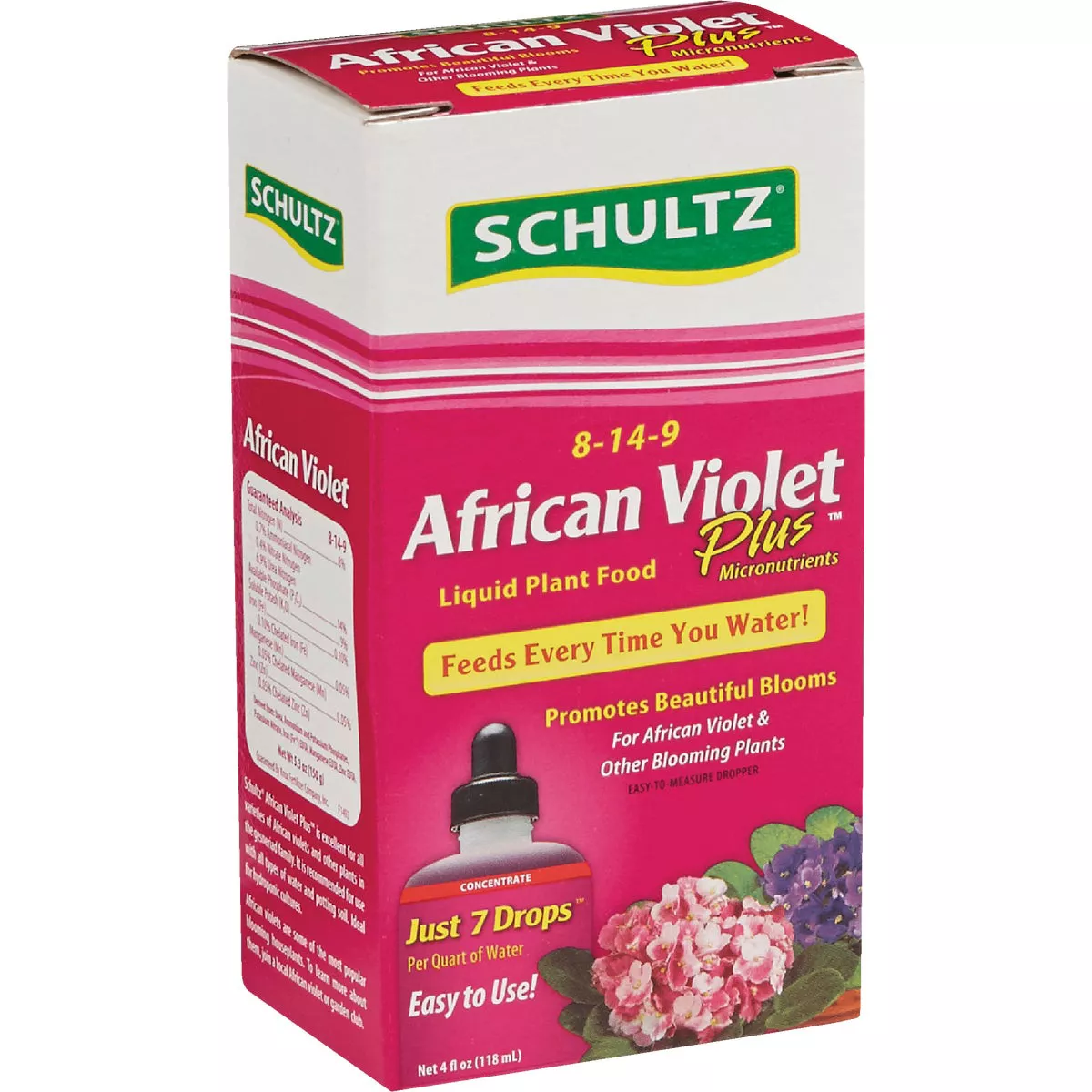 Schultz 4 Oz. Concentrate 8-14-9 African Violet Liquid Plant Food Plus - photo 4
