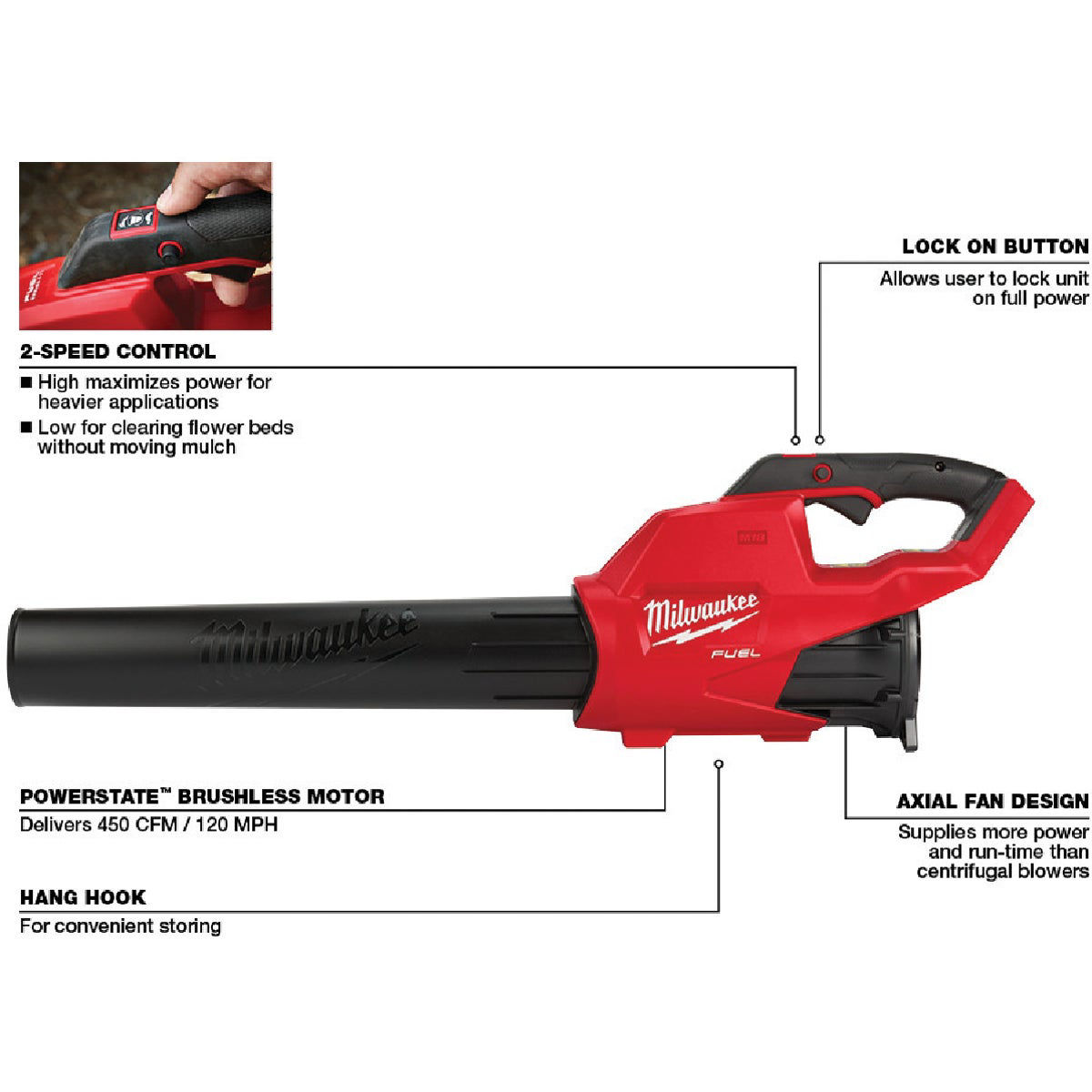 Milwaukee 2724-20 M18 Fuel Leaf Blower Flat Nozzle – Direct Replacement, Red