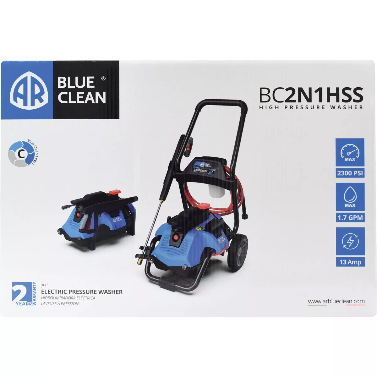 AR Blue Clean 2300 psi 1.7 GPM Cold Water Electric Pressure Washer - photo 2