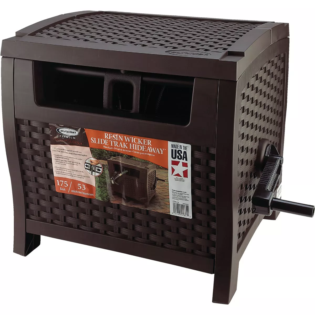 Suncast Slidetrak Hose 175 Ft. x 5/8 In. Brown Resin Hideaway Hose Reel - photo 3