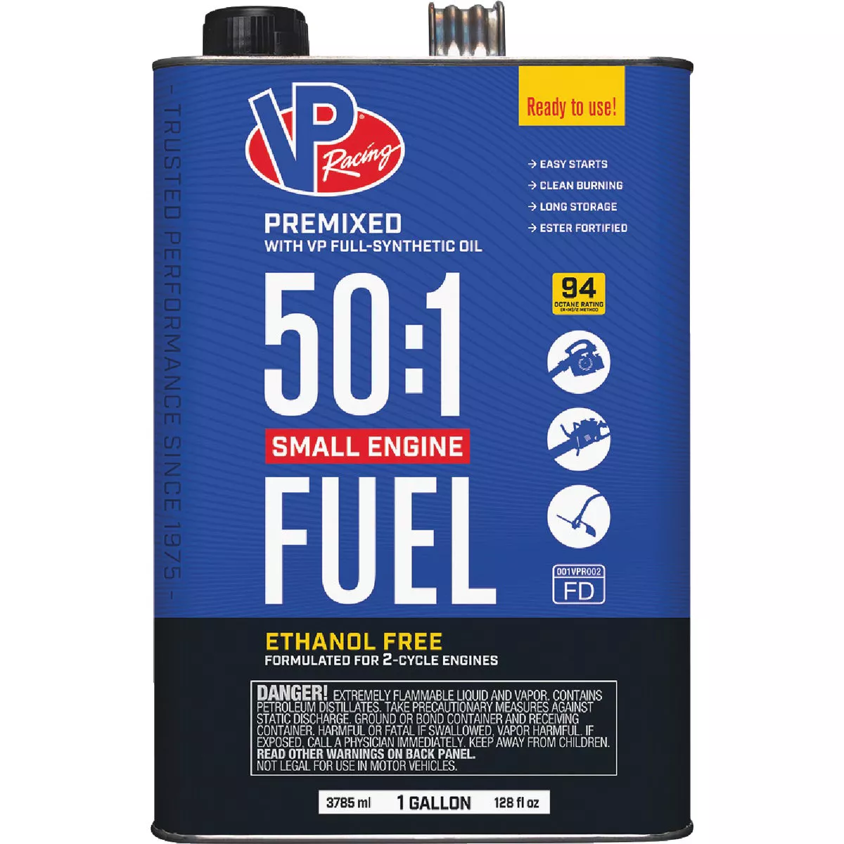 VP Racing Fuels 1 Gal. 50:1 Ethanol-Free Gas & Oil Pre-Mix