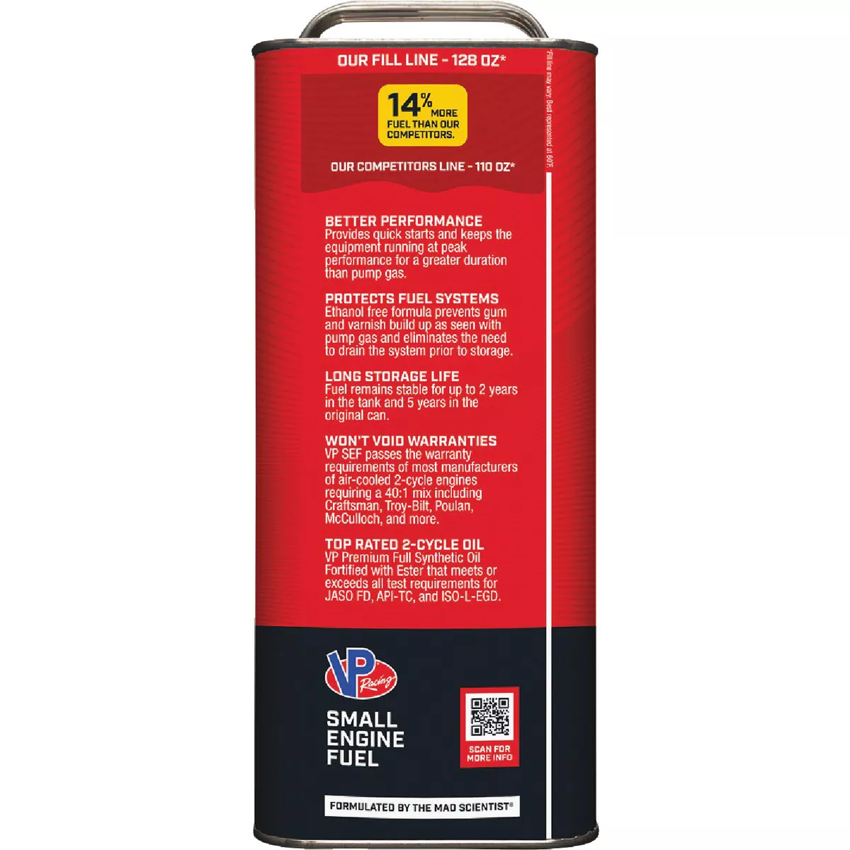 VP Racing Fuels 1 Gal. 40:1 Ethanol-Free Gas & Oil Pre-Mix - photo 3