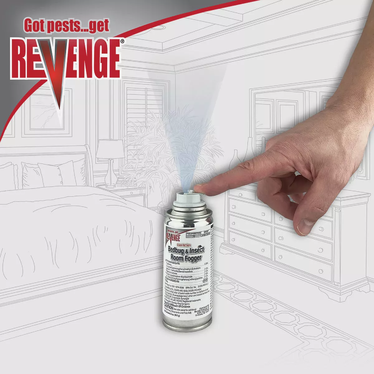 REVENGE 2 Oz. Dual Action Bedbug Indoor Insect Fogger (3-Pack) - photo 3