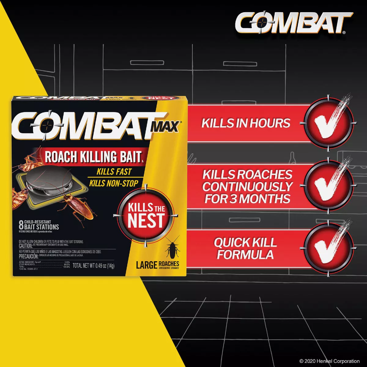 Combat Max 0.49 Oz. Solid Large Roach Bait Station (8-Pack) - photo 3