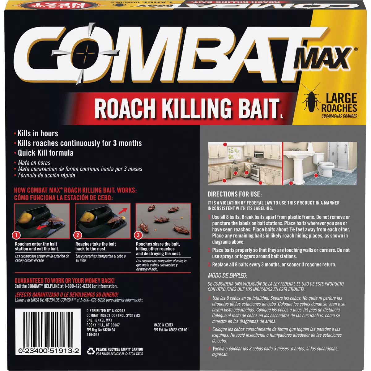 Combat Max 0.49 Oz. Solid Large Roach Bait Station (8-Pack) - photo 2