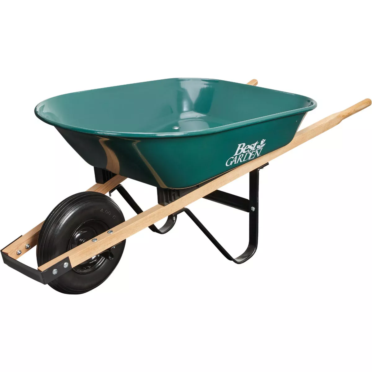 Best Garden 4 Cu. Ft. Flat Free Tire Steel Wheelbarrow - photo 2