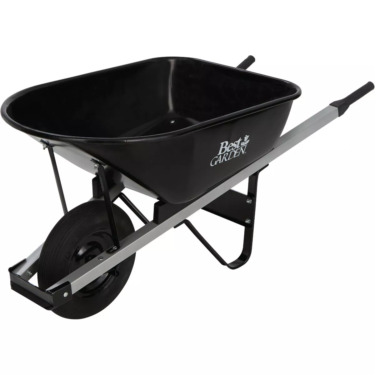 Best Garden 6 Cu. Ft. Flat Free Tire Steel Wheelbarrow - photo 2