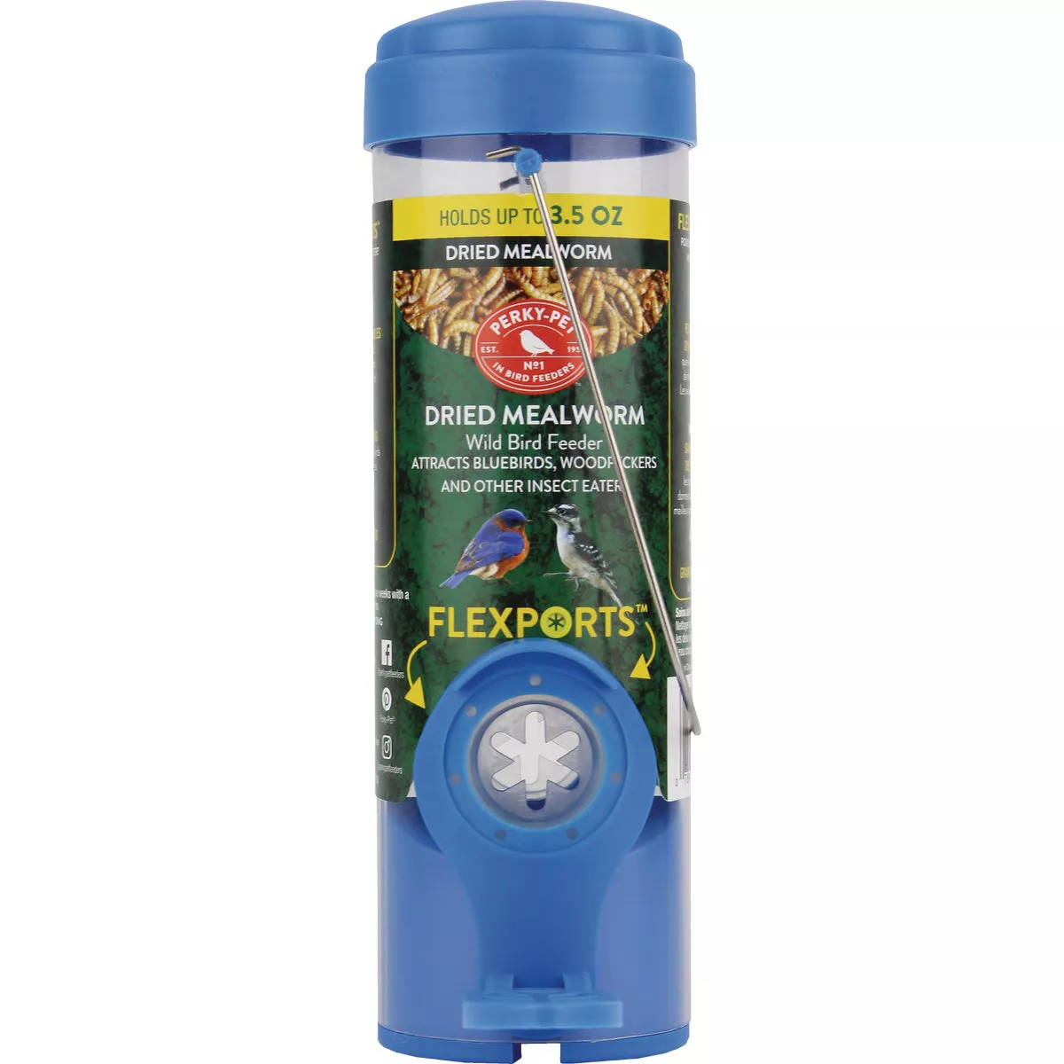 Perky-Pet Blue Plastic 3.5 Oz. Capacity Dried Mealworm Bird Feeder - photo 3