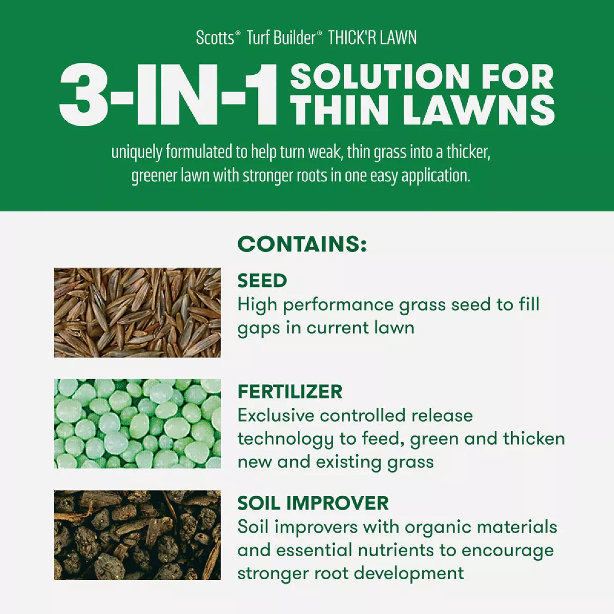 Scotts Turf Builder Thick'R Lawn 12 Lb. 1200 Sq. Ft. Sun & Shade Grass Seed, Fertilizer, and Soil Improver Combination - photo 2