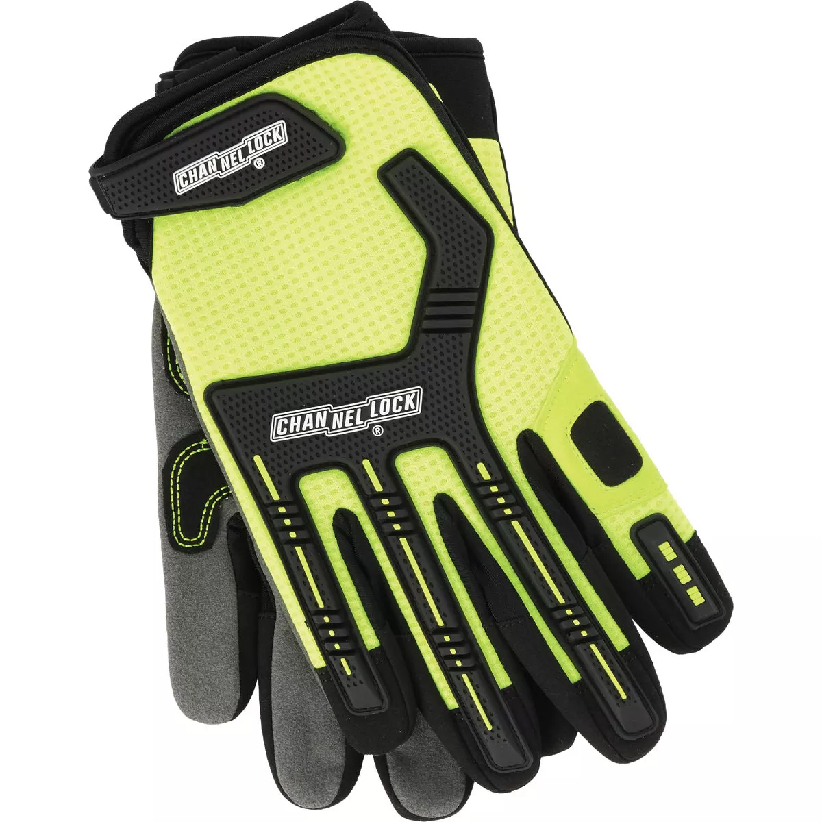 Channellock Men's Medium Synthetic Leather Heavy-Duty Mechanics Glove, Hi-Visibility Yellow