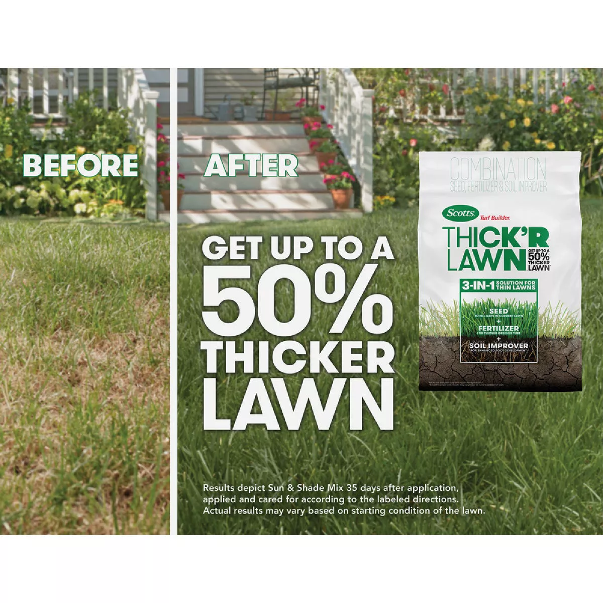 Scotts Turf Builder Thick'R Lawn 12 Lb. 1200 Sq. Ft. Tall Fescue Mix Grass Seed, Fertilizer, and Soil Improver Combination - photo 5