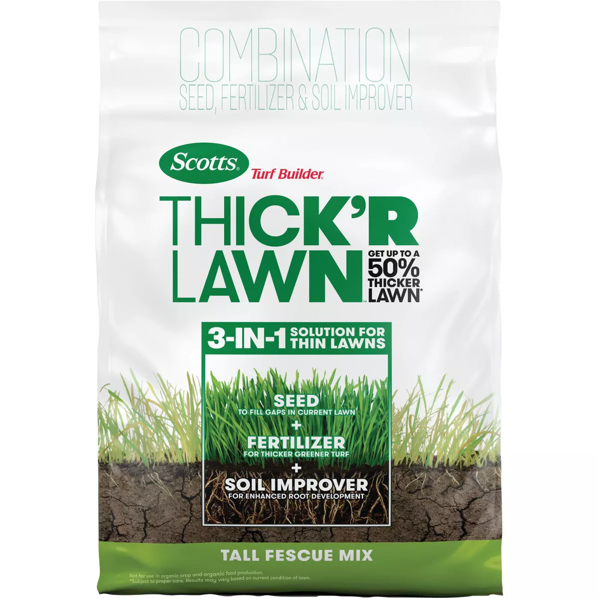Scotts Turf Builder Thick'R Lawn 40 Lb. 4000 Sq. Ft. Tall Fescue Mix Grass Seed, Fertilizer, and Soil Improver Combination