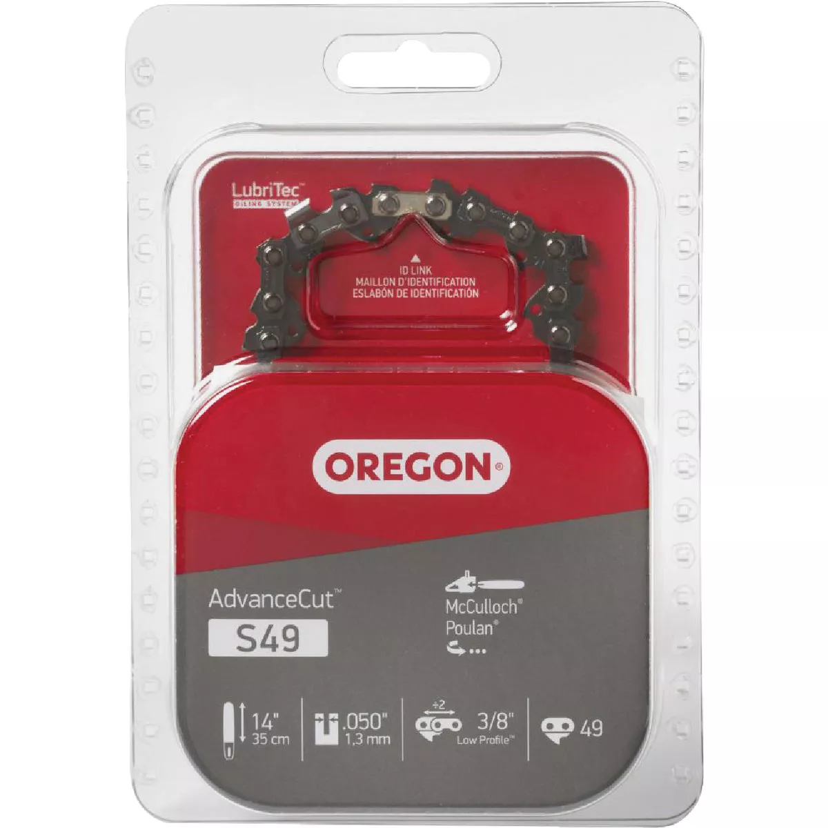 Oregon S49 AdvanceCut Saw Chain for 14 in. Bar - 49 Drive Links - fits Echo, McCulloch, Remington, Craftsman, Poulan and more