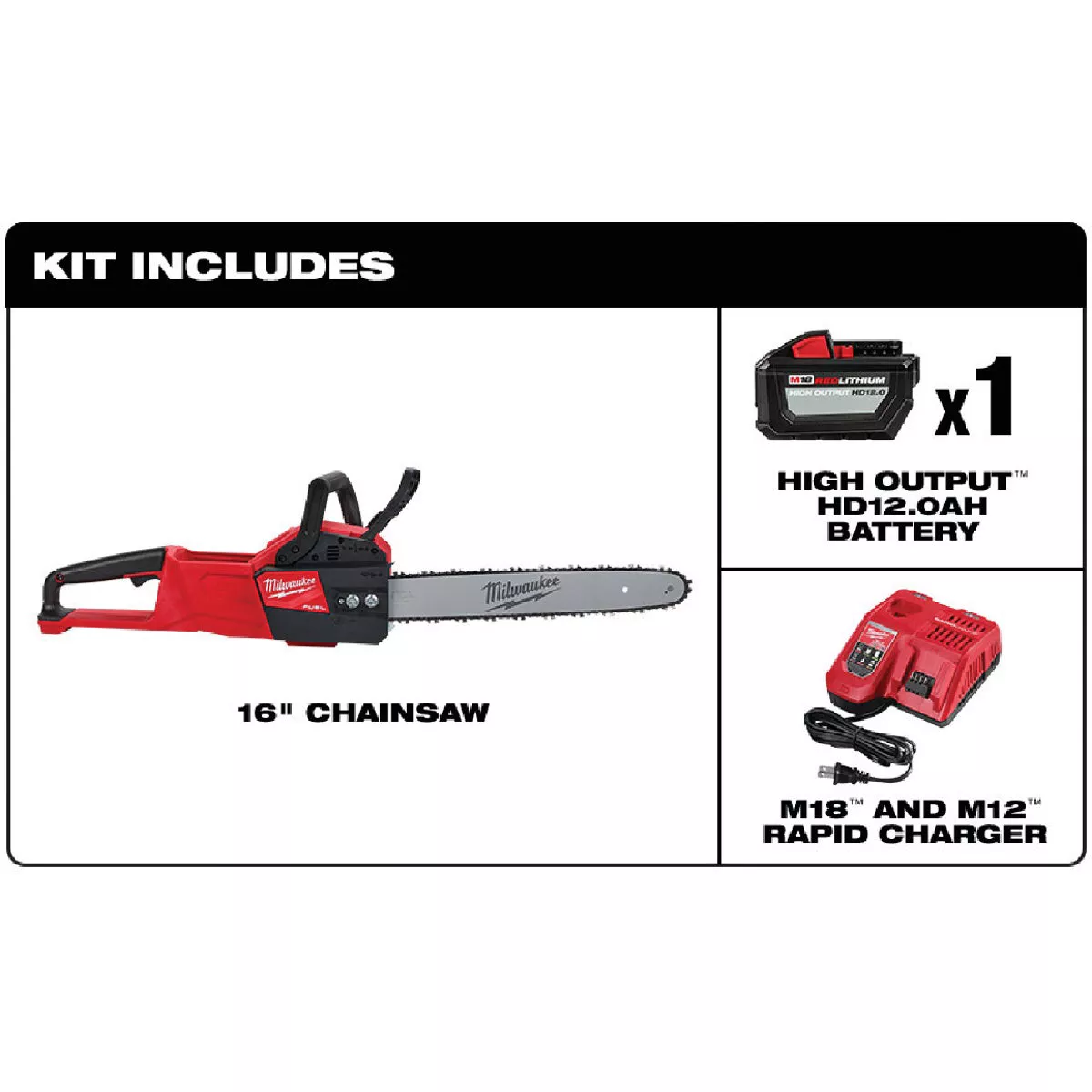 Milwaukee M18 FUEL Brushless 16 In. Cordless Chainsaw Kit with 12.0 Ah Battery & Charger - photo 8