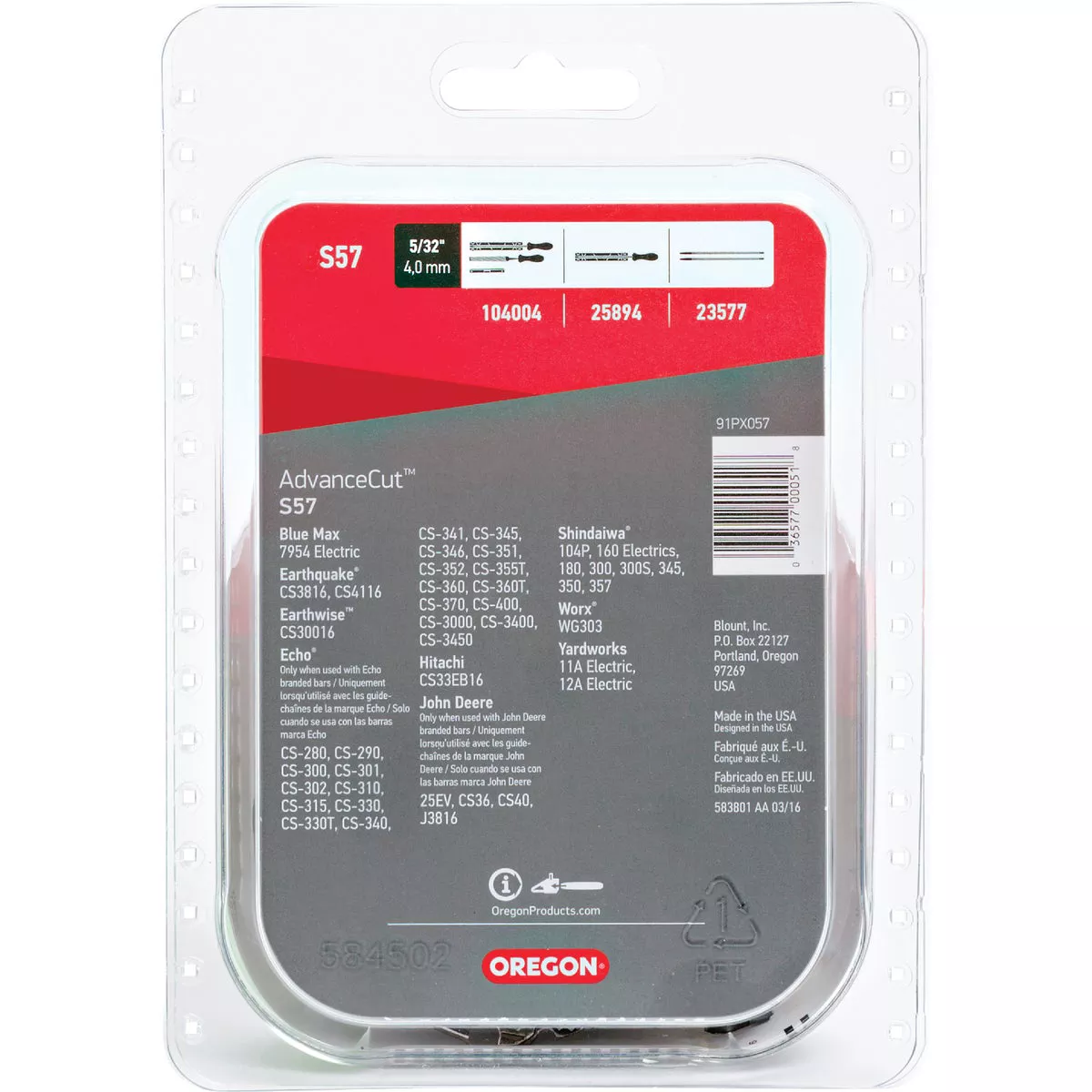 Oregon S57 AdvanceCut Chainsaw Chain for 16 In. Bar - 57 Drive Links Fits Cub Cadet, Echo, John Deere, Shindaiwa, Senix & More - photo 7