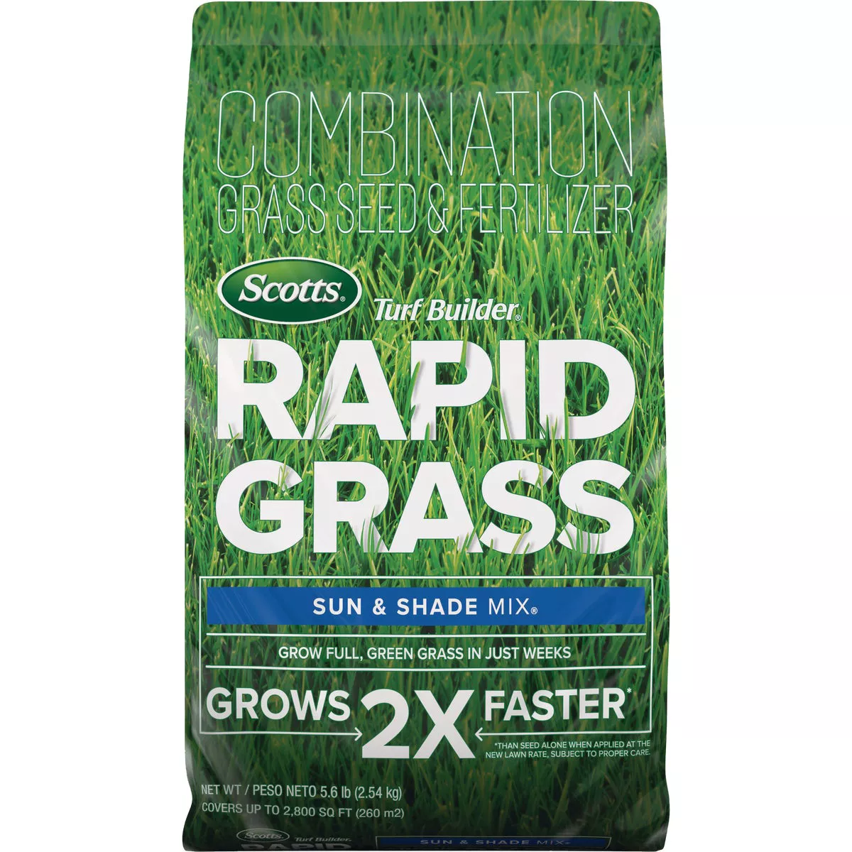 Scotts Turf Builder Rapid Grass 5.6 Lb. 2800 Sq. Ft. Sun & Shade Mix Grass Seed & Fertilizer Combination