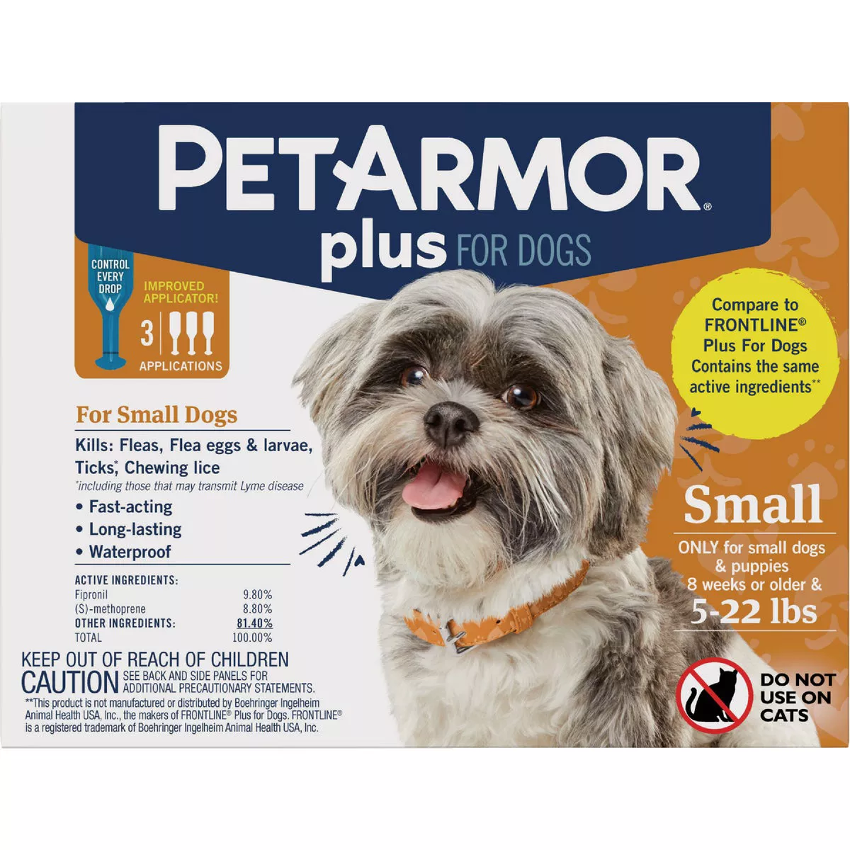 PetArmor Plus For Dogs 5 to 22 Lb. Flea & Tick Topical Treatment (3-Pack)