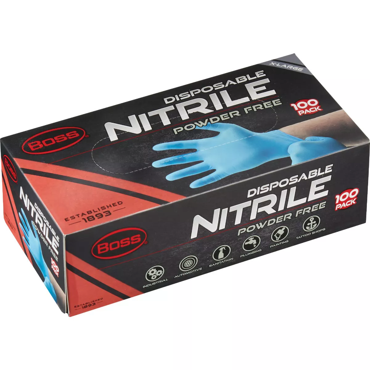 Boss XL Blue Nitrile 4 Mil Disposable Gloves (100-Pack) - photo 2