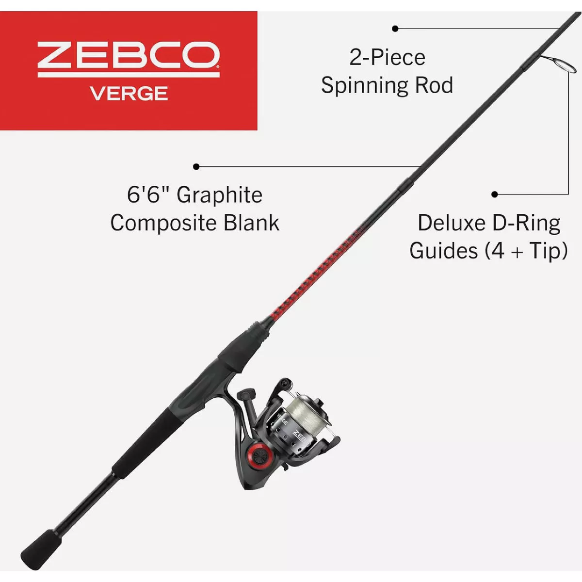 Zebco Verge 6 Ft. 6 In. Graphite Fishing Rod & Medium Spinning