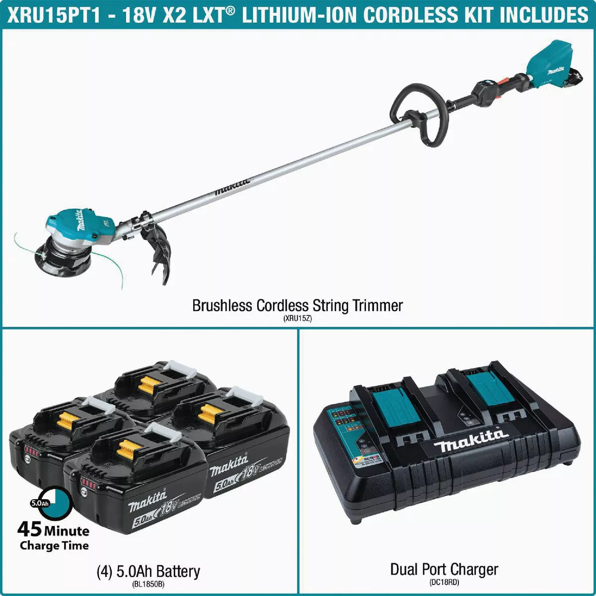 Makita 36V (18V X2) LXT Brushless String Trimmer Kit with 4 Batteries (5.0Ah) - photo 9