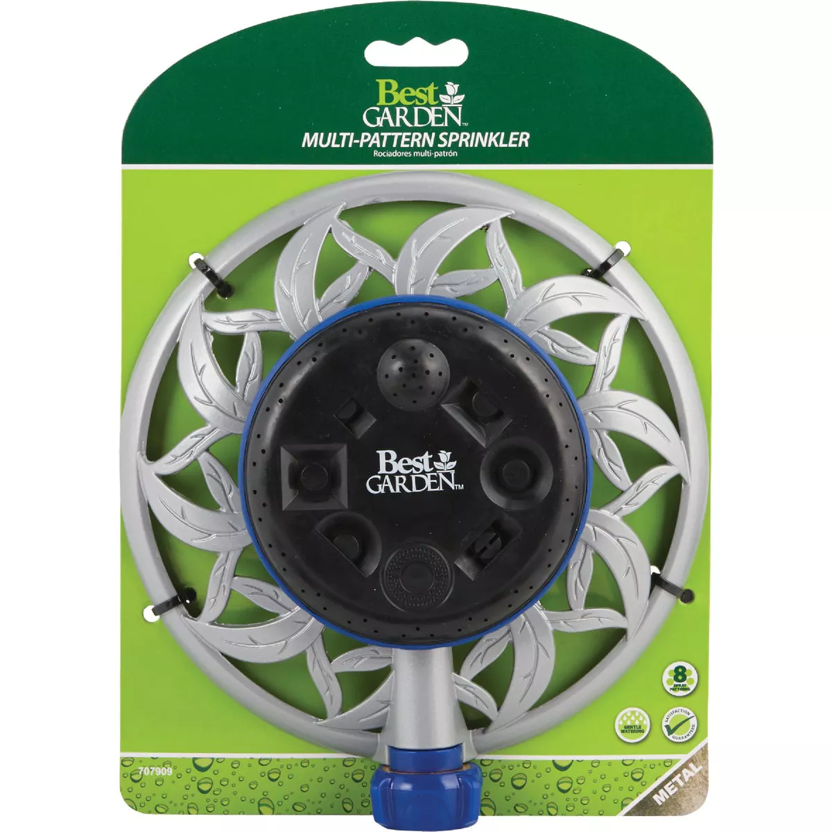Best Garden Metal Varied Coverage Stationary Turret Sprinkler, Blue/Gray/Black - photo 2