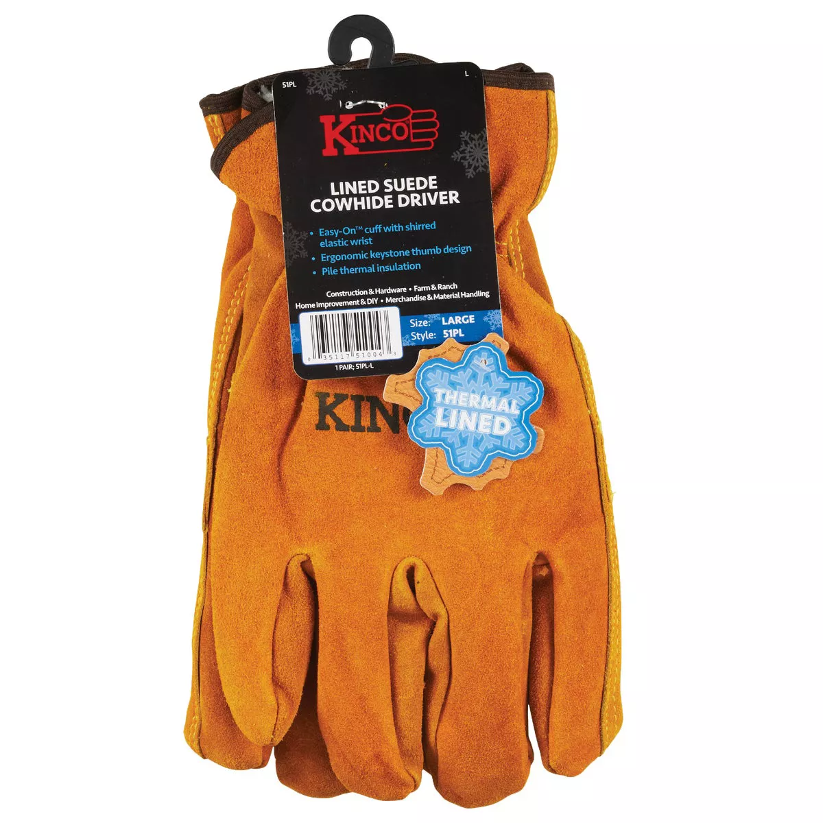 Kinco Men's Large Suede Cowhide Pile Lined Winter Work Glove - photo 2
