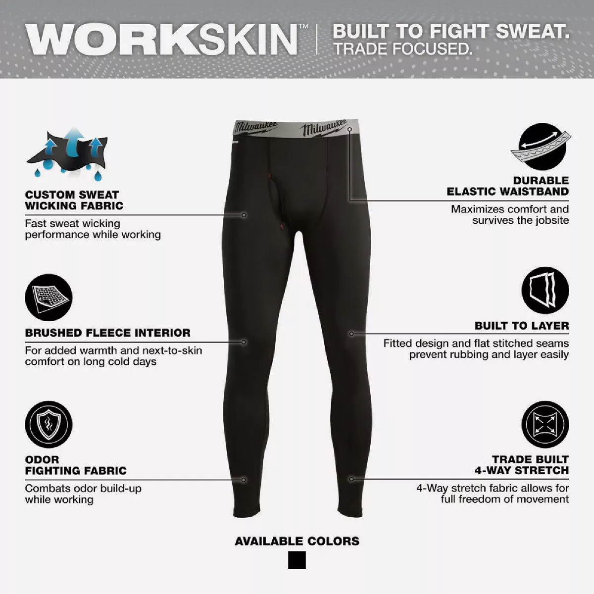 Milwaukee Workskin Men's 2XL Black Base Layer Pants - photo 2