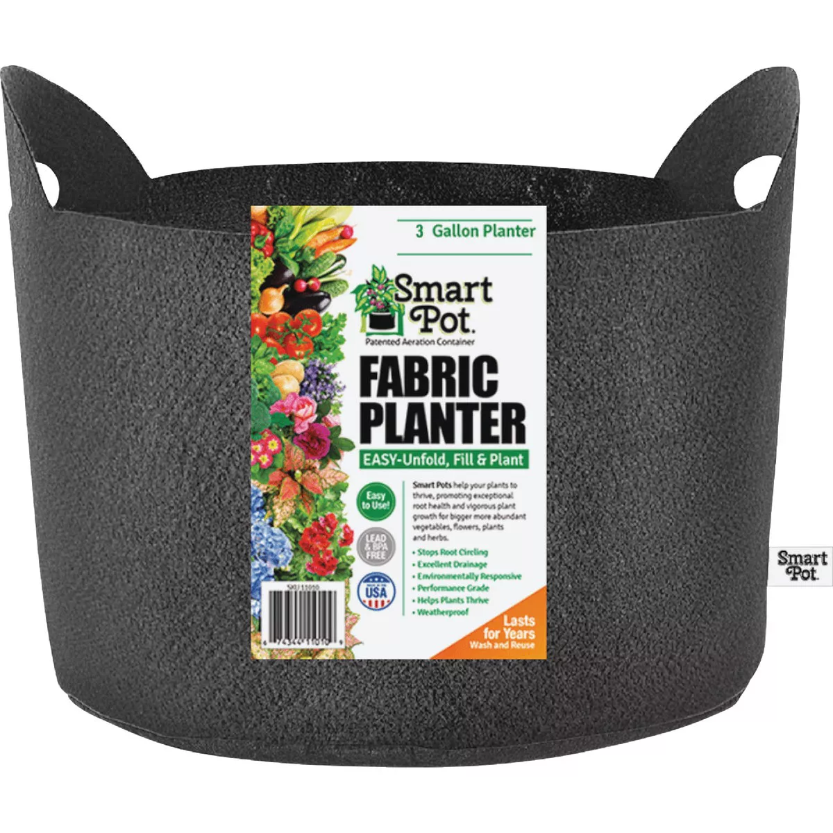 Smart Pot 3 Gal. Black Fabric Multi Purpose Grow Bag