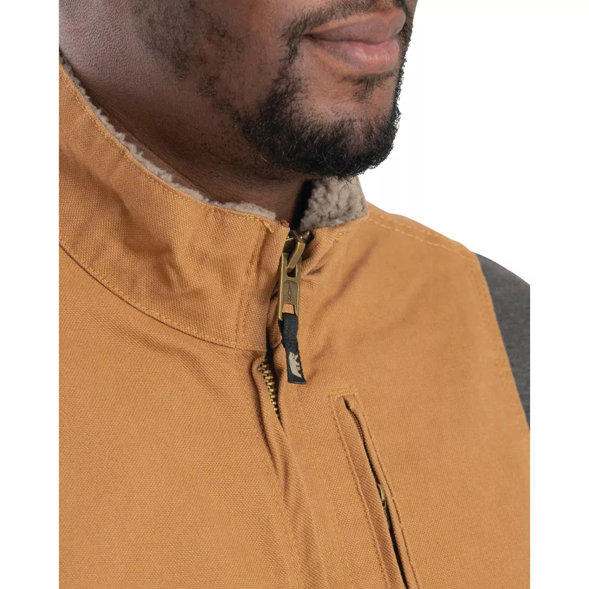 Berne Heartland Men's Medium Brown Sherpa-Lined Washed Duck Vest - photo 4