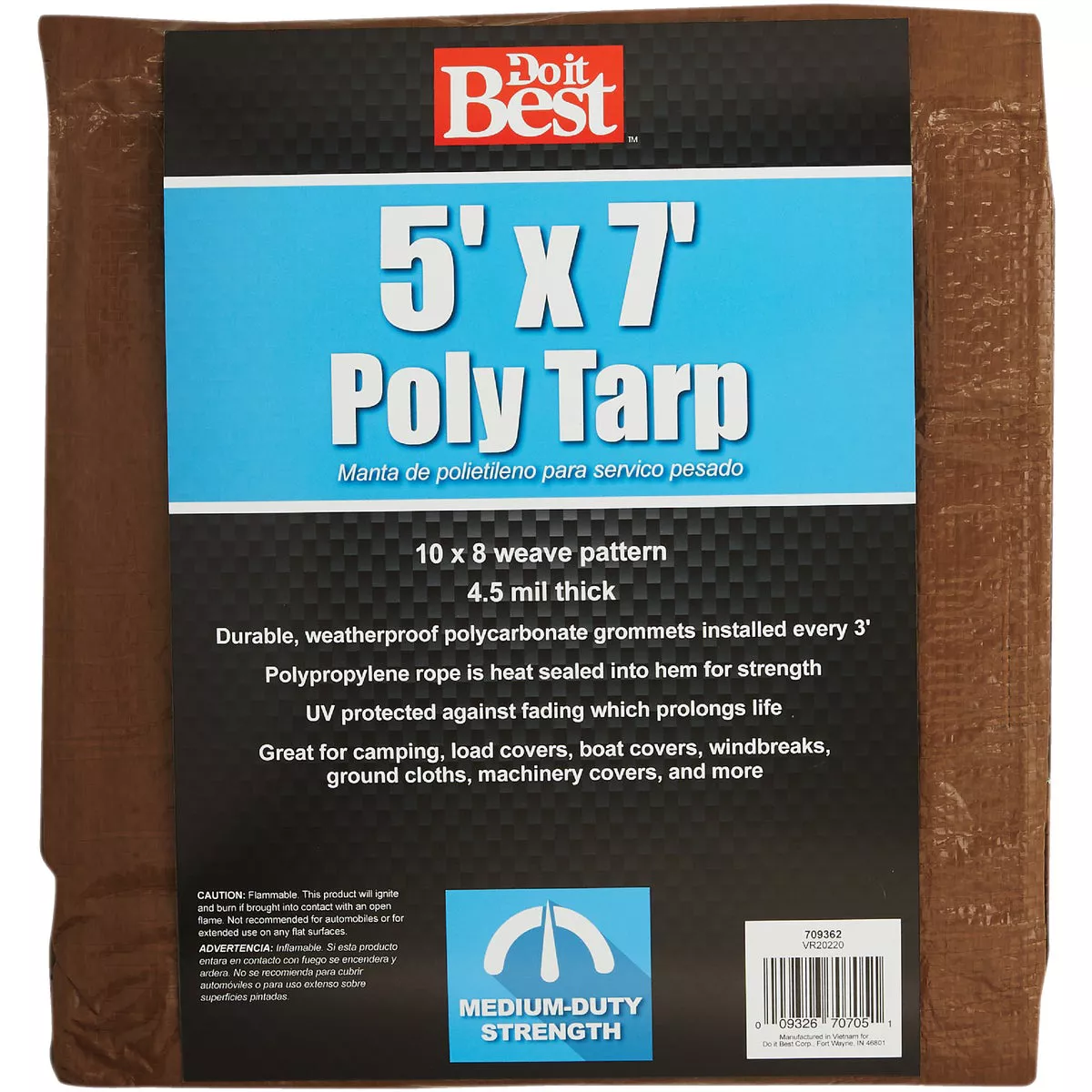 Do it Best 1 Side Green/1 Side Brown Woven 5 Ft. x 7 Ft. Medium Duty Poly Tarp - photo 2