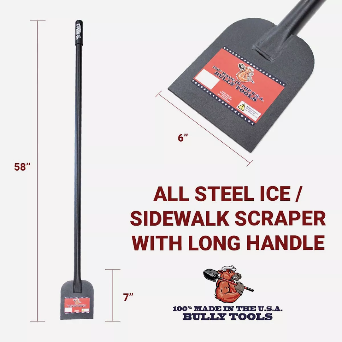 Bully Tools 6 In. W. Steel Long Handle Sidewalk Ice Scraper - photo 7