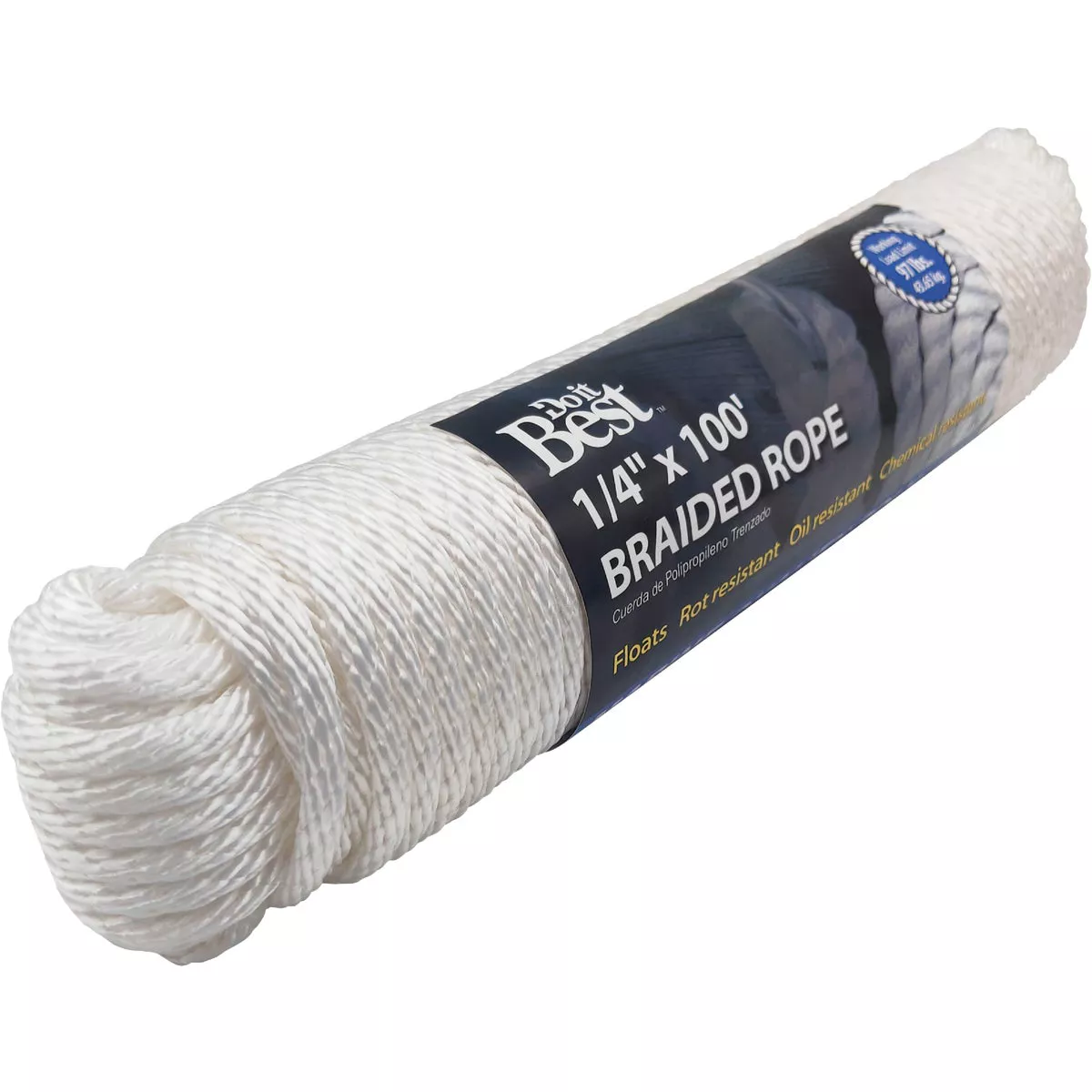 Do it Best 1/4 In. x 100 Ft. White Solid Braided Polypropylene Packaged Rope - photo 2