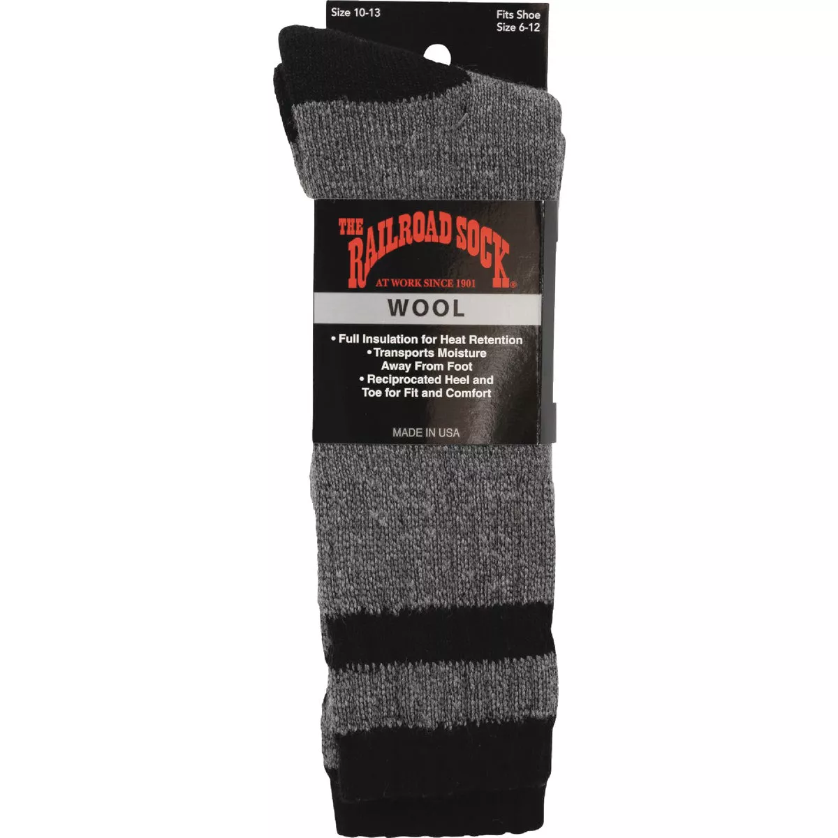 Railroad Sock Men's Black Stripe Wool Sock - photo 2
