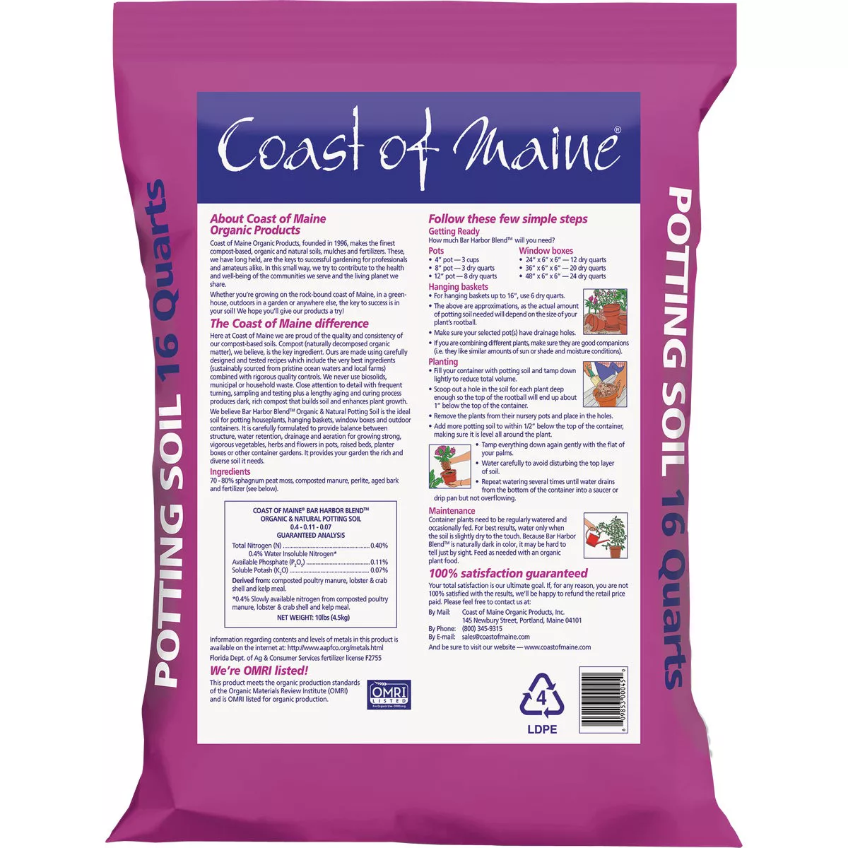 Coast of Maine Bar Harbor Blend 16 Qt. Organic Potting Soil - photo 2