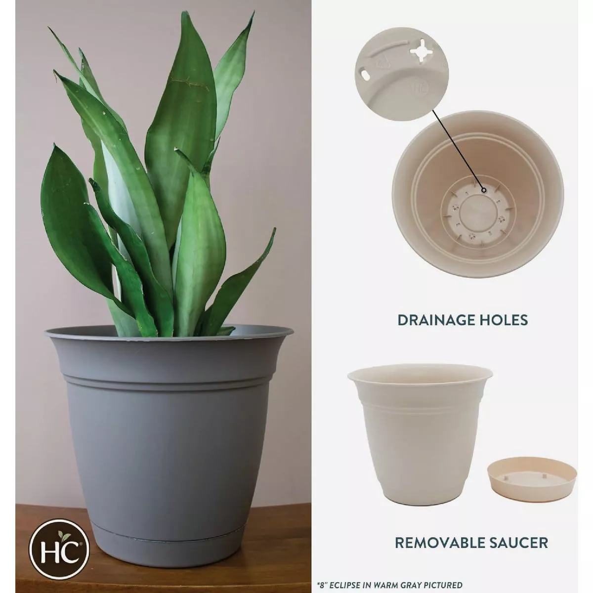 HC Companies Eclipse 8 In. Cottage Stone Planter with Saucer - photo 5