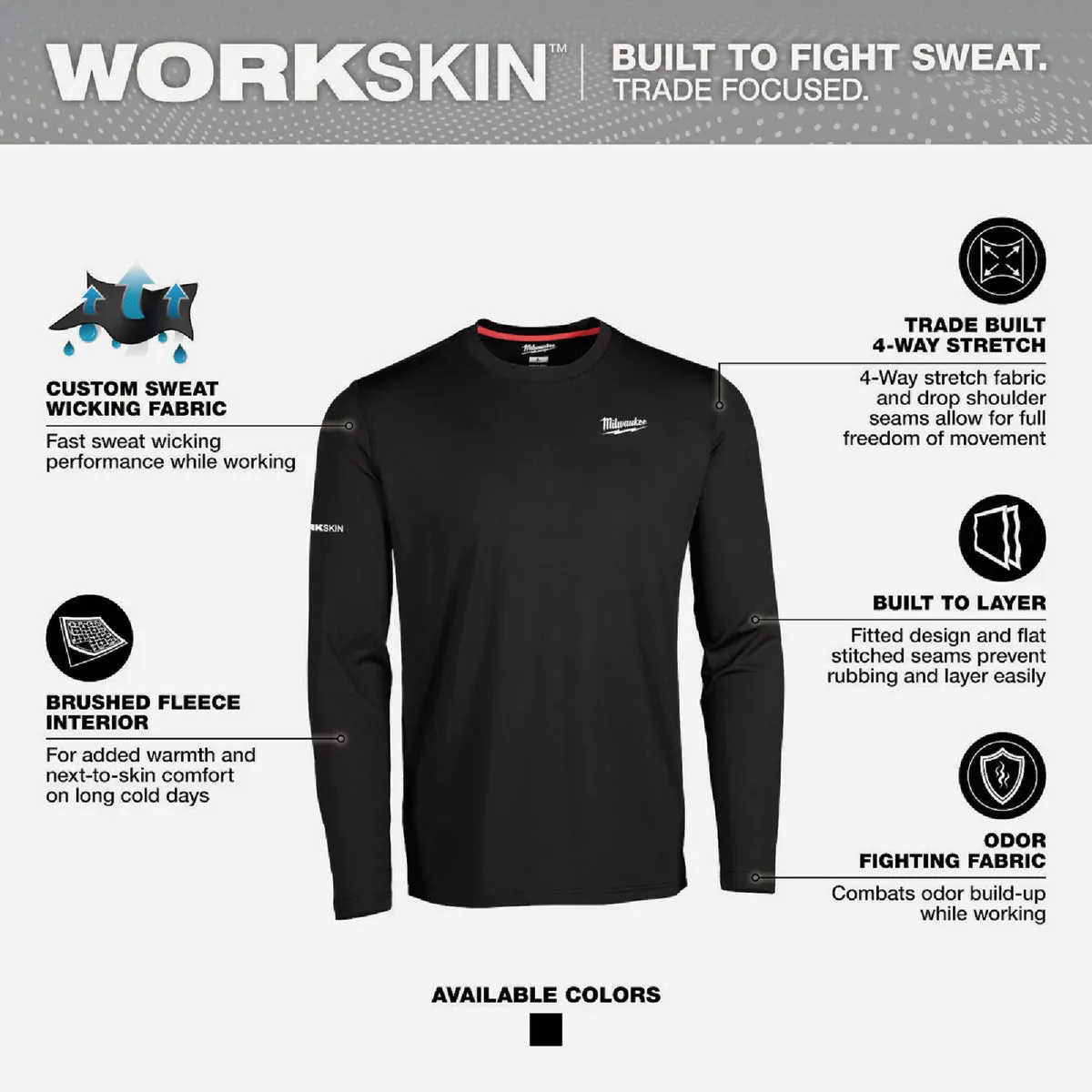 Milwaukee Workskin 2XL Black Long Sleeve Men's Base Layer Shirt - photo 2