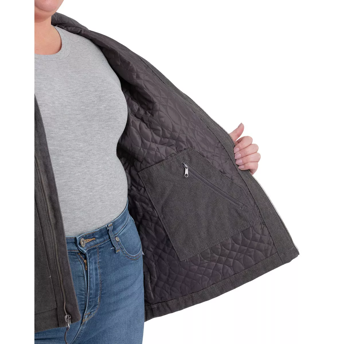 Berne Women's Medium Titanium Heathered Duck Hooded Jacket - photo 4