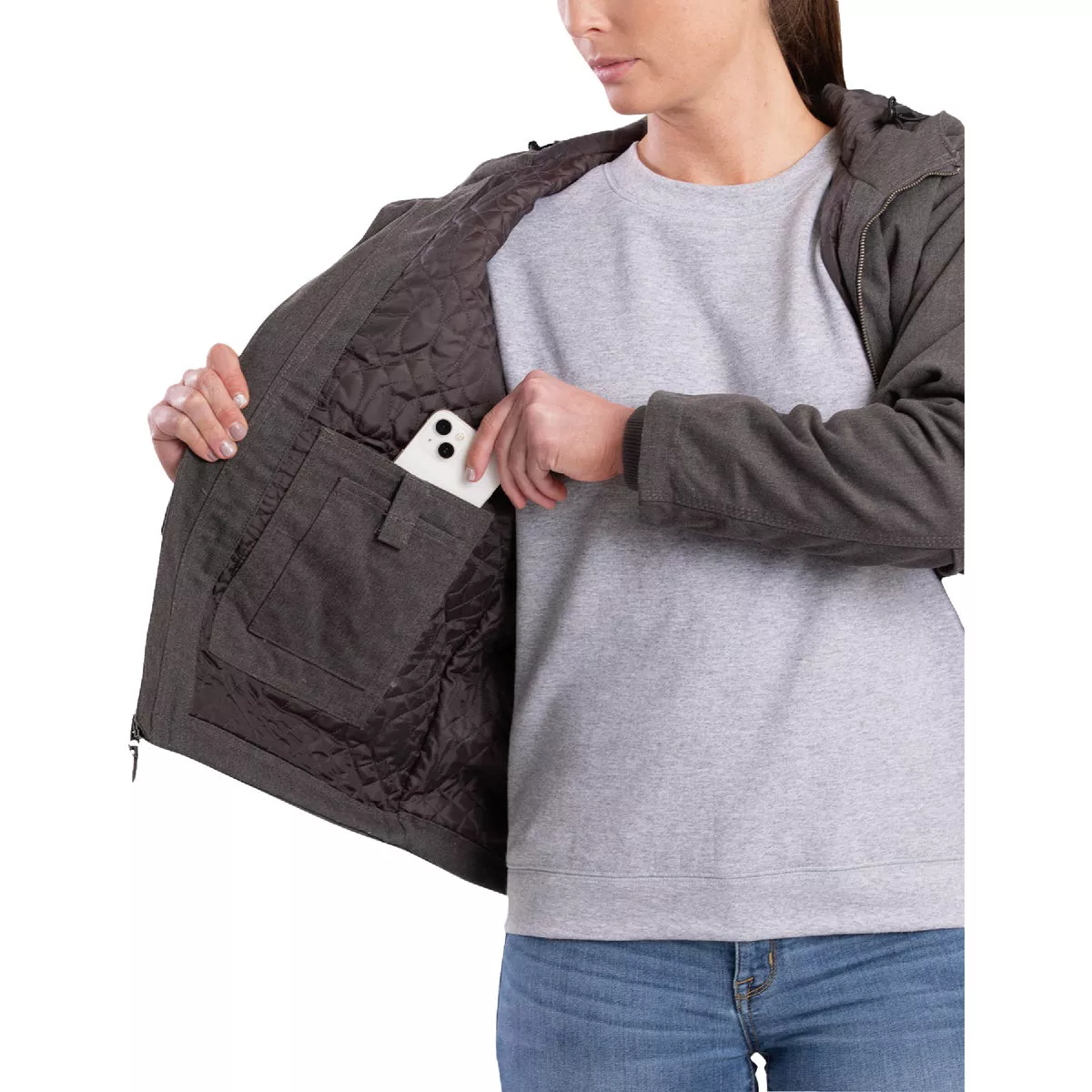 Berne Women's Medium Titanium Heathered Duck Hooded Jacket - photo 5