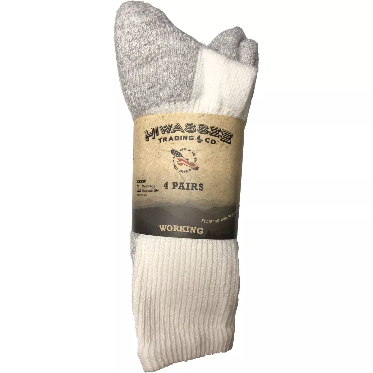 Hiwassee Trading Company Working Series Large White Crew Sock (4-Pack) - photo 3