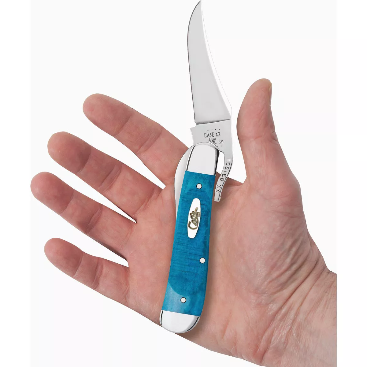 Case 2.7 In. Sawcut Jig Caribbean Blue Bone RussLock Pocket Knife - photo 3