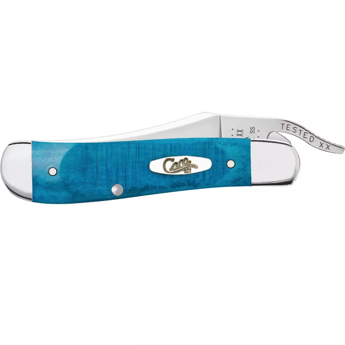 Case 2.7 In. Sawcut Jig Caribbean Blue Bone RussLock Pocket Knife - photo 2