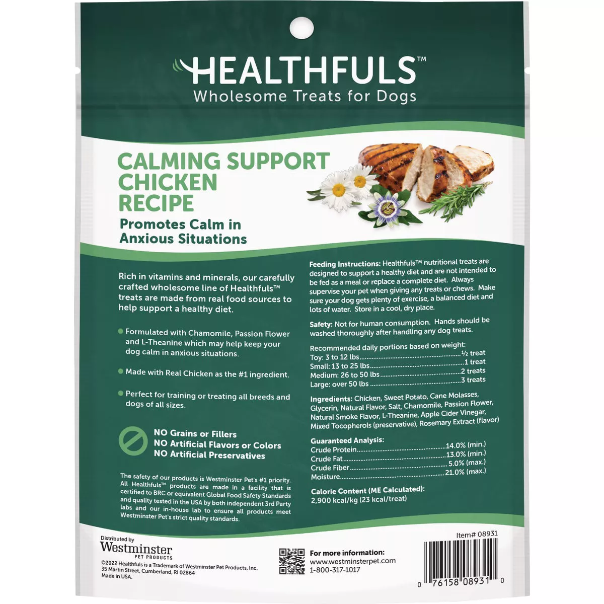 Healthfuls Calming Support Chicken Recipe Dog Treat, 6 Oz. - photo 2