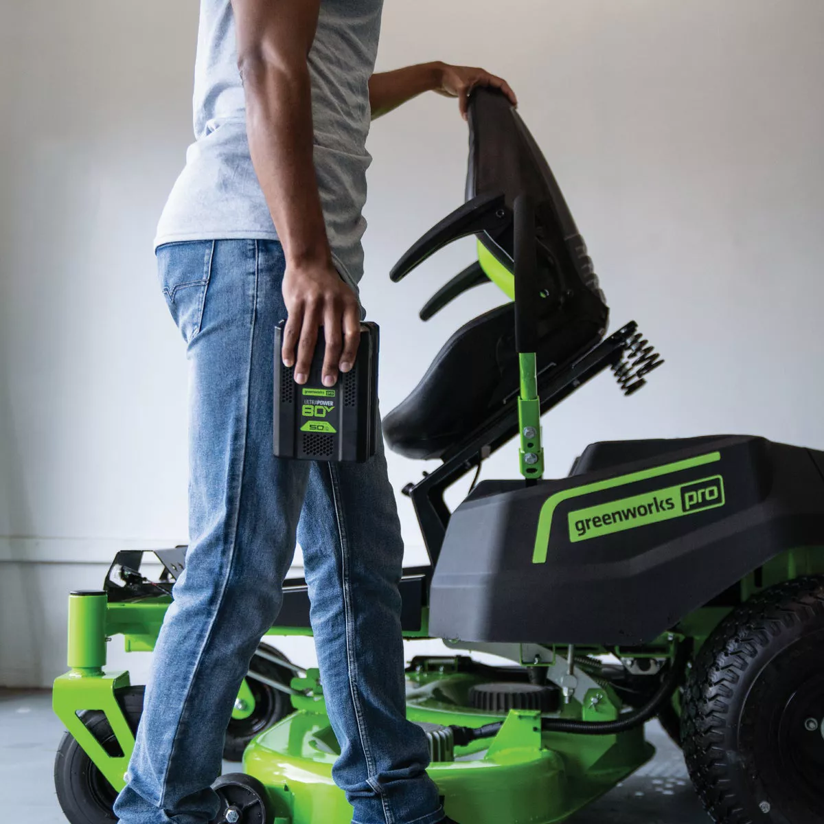 Greenworks 80V 42 In. Battery Electric CrossoverZ Zero-Turn Riding Lawn Mower with (6) 5.0 Ah Batteries and (3) Dual-Port Turbo Chargers - photo 8