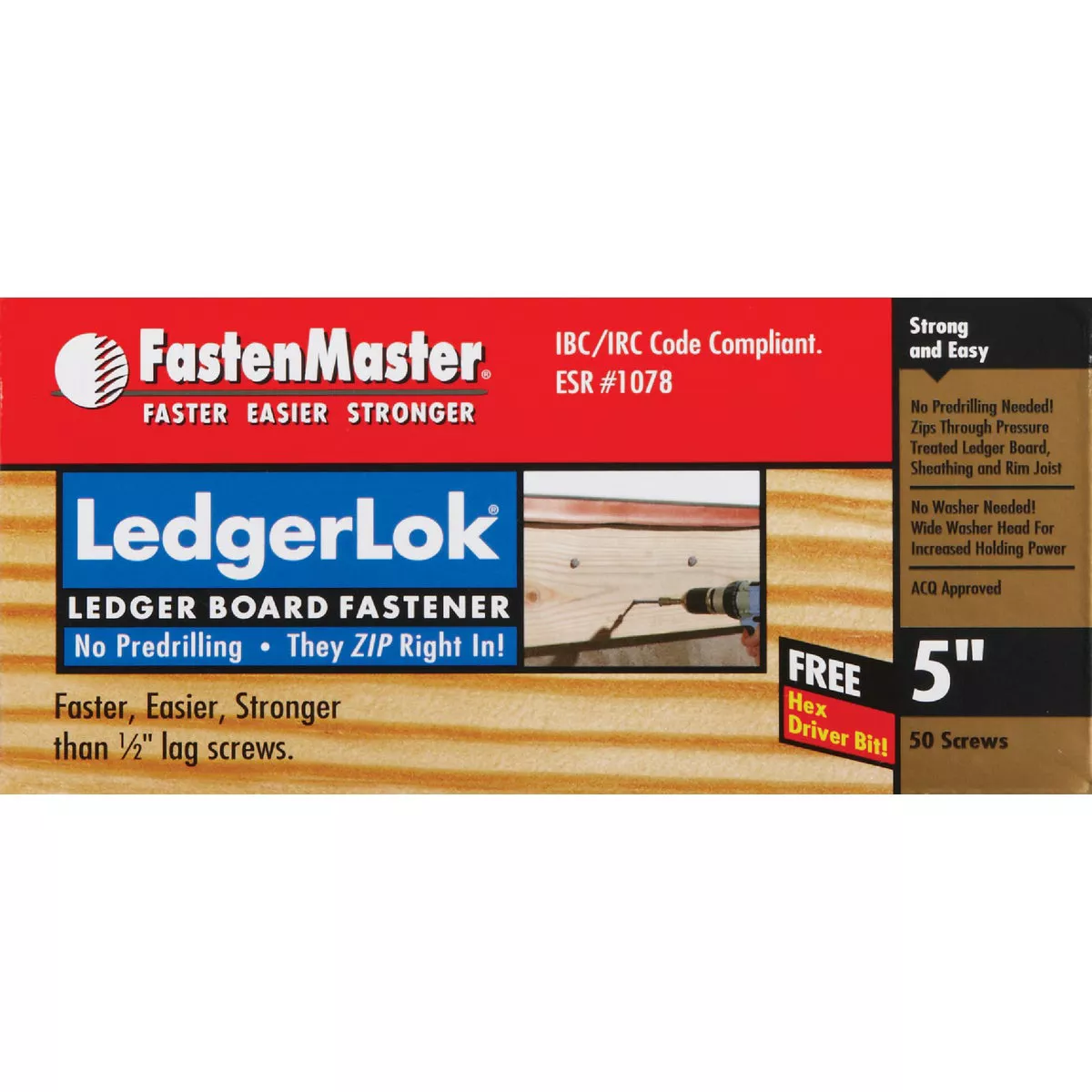 FastenMaster LedgerLok 0.305 In. x 5 In. Coarse Steel Hex-Head Ledger ...