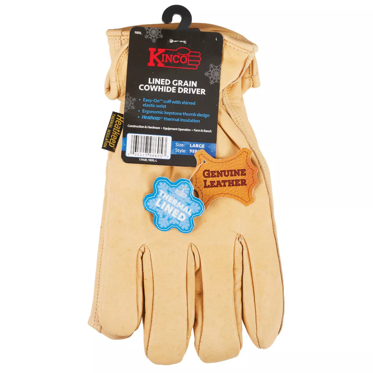 Kinco Men's Large Full Grain Cowhide Thermal Insulated Winter Work Glove - photo 2