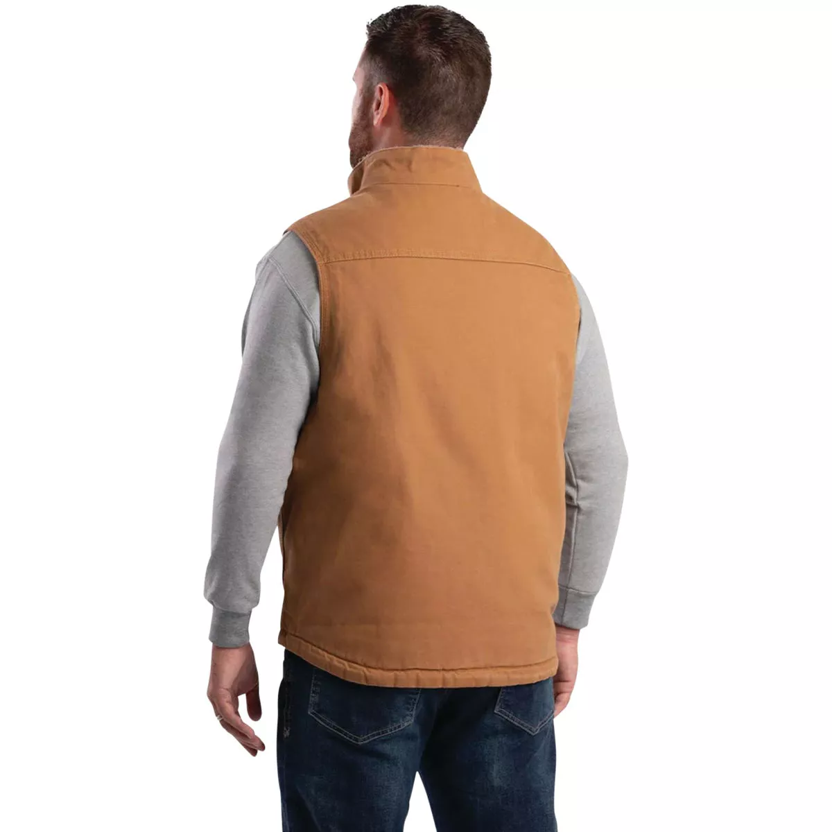 Berne Heartland Men's Large Brown Sherpa-Lined Washed Duck Vest - photo 2